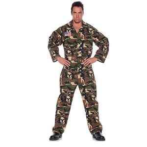 Underwraps Halloween Costume Party Men's Army Jumpsuit Costume One Size